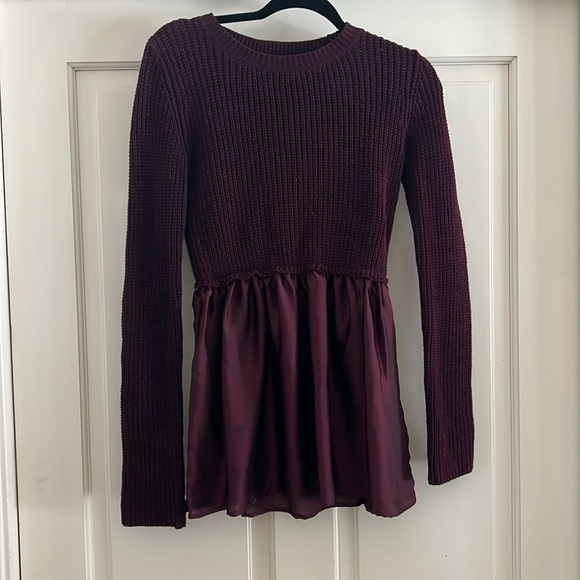 Xhilaration Other - Burgundy top with knitted cardigan and silk bottom